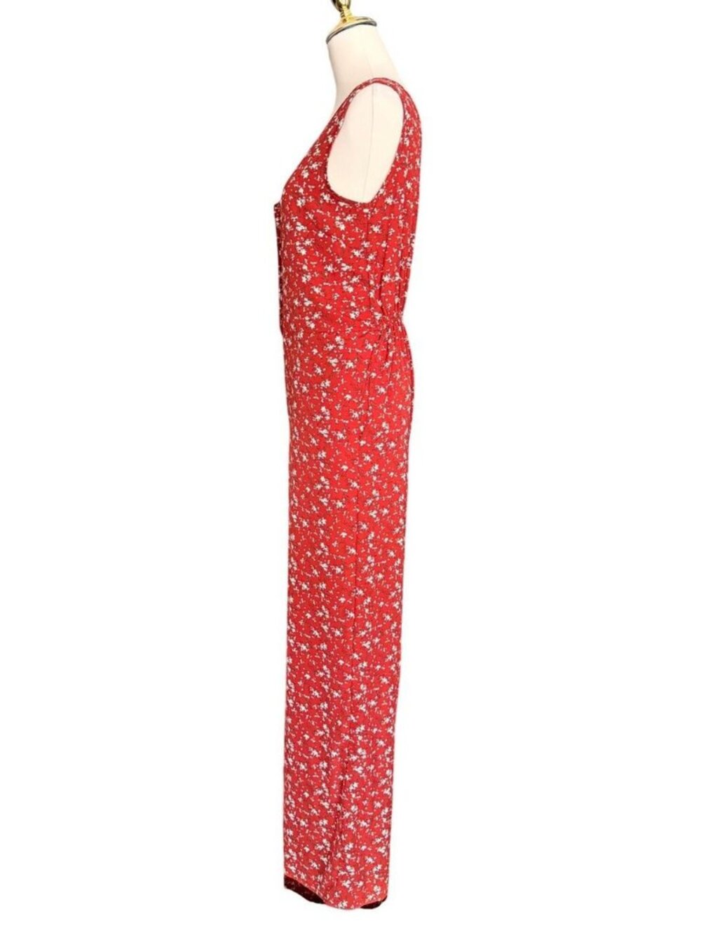 Red Floral Sleeveless Wide